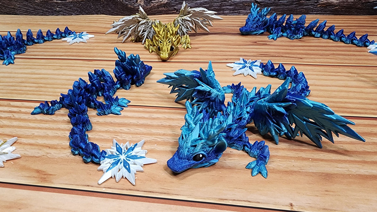 Winter Dragon - 3D Printed Articulated Dragon Fidget
