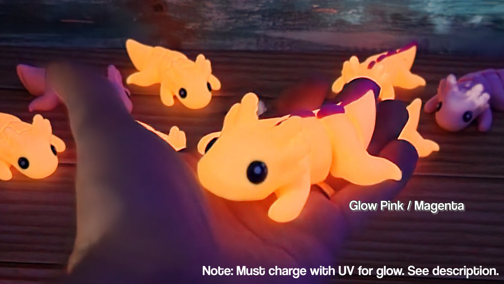 GlowMagic Baby Axolotl - Premium Cute Articulated Axolotl -  3D Printed Fidget